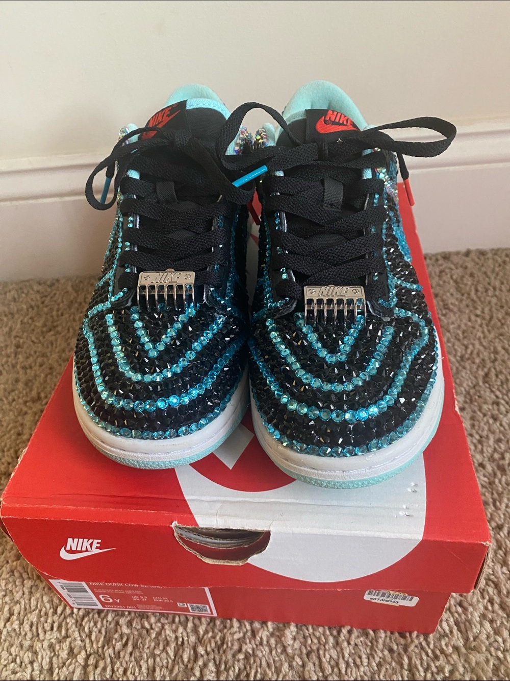 Nike Barbershop Dunk Rhinestone Embellished Low-Top Sneakers - Picture 2 of 5